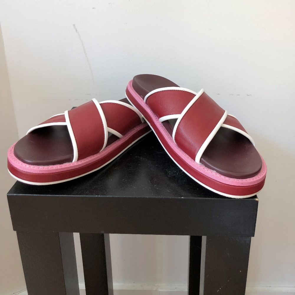 Zara Sandals Slides  - Wine Cris cross Design